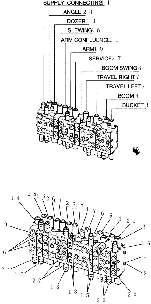 Схема запчастей Case CX50B - (HC001-72) - VALVE ASSEMBLY, CONTROL (35) - HYDRAULIC SYSTEMS