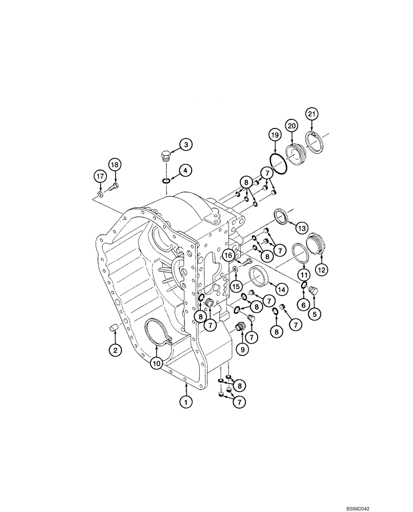 Схема запчастей Case 590SM - (06-26) - TRANSMISSION ASSY, POWERSHIFT - HOUSING, REAR (06) - POWER TRAIN