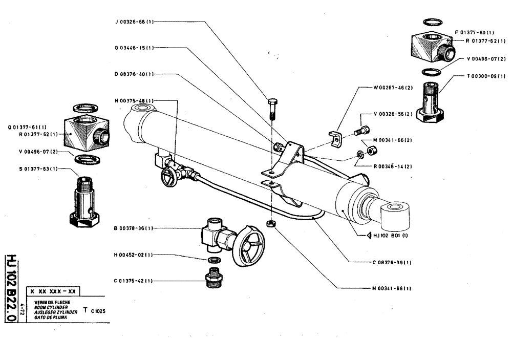 Схема запчастей Case TY45 - (HJ102 B22.0) - BOOM CYLINDER - T C1025 (07) - HYDRAULIC SYSTEM