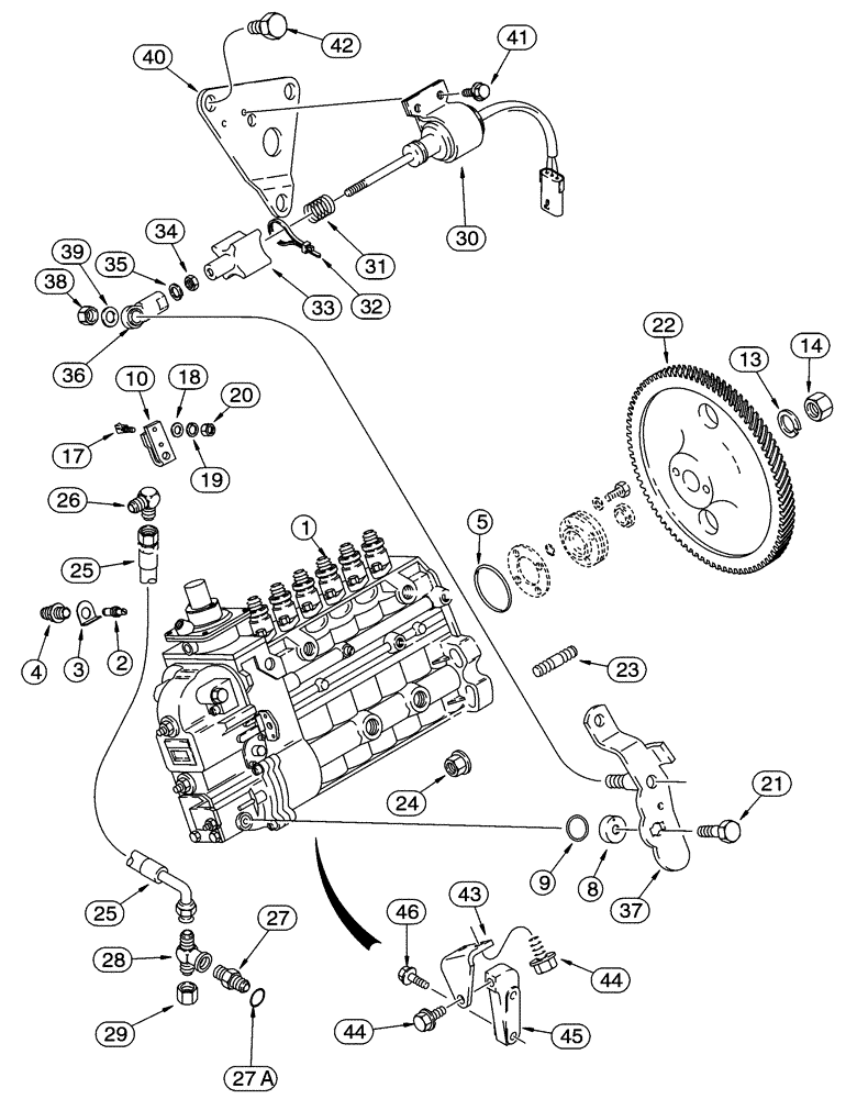 Схема запчастей Case 621C - (03-016) - FUEL INJECTION - PUMP AND DRIVE (NORTH AMERICA/EUROPE), 6T-590 EMISSIONS CERTIFIED ENGINE (03) - FUEL SYSTEM