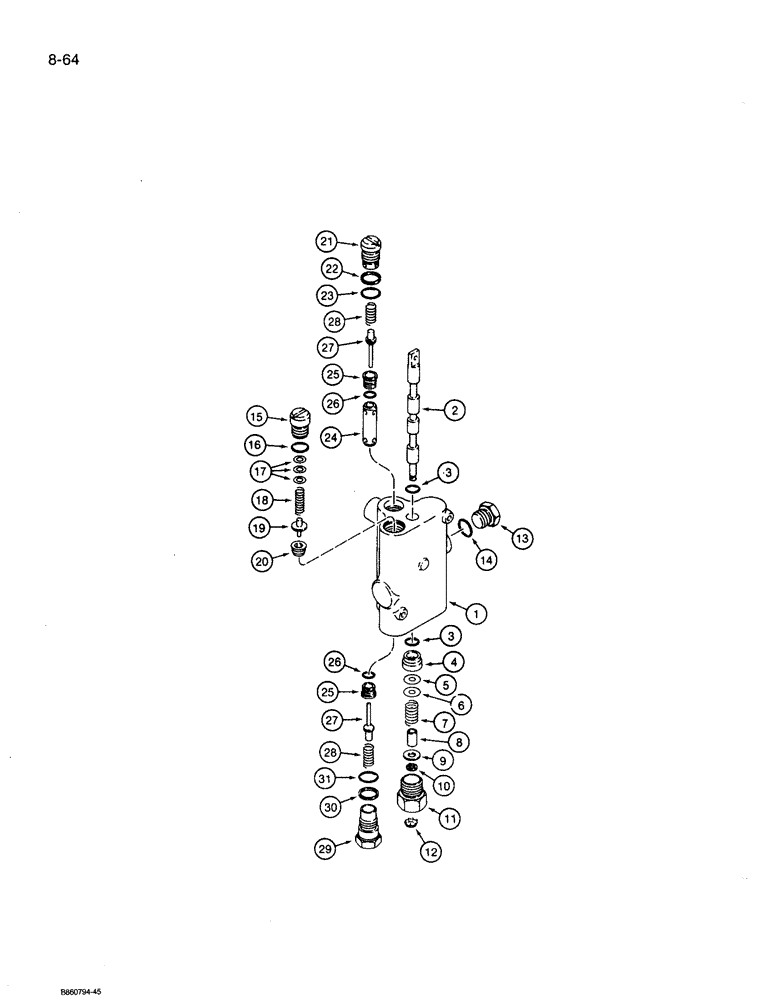 Схема запчастей Case 360 - (8-64) - PLOW LIFT CONTROL VALVE - H657320 (08) - HYDRAULICS