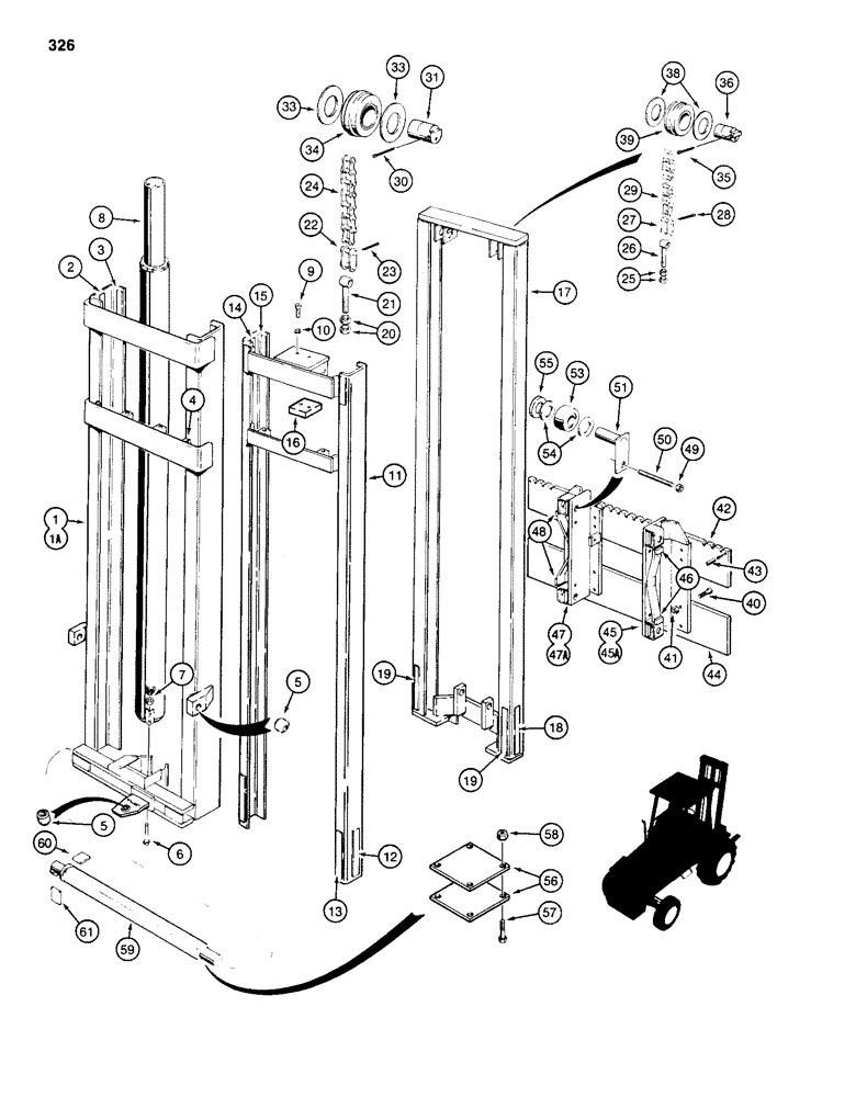 Схема запчастей Case 585D - (326) - 21-1/2 FOOT (6.5 M) MAST FOR 585D (83) - TELESCOPIC SINGLE ARM