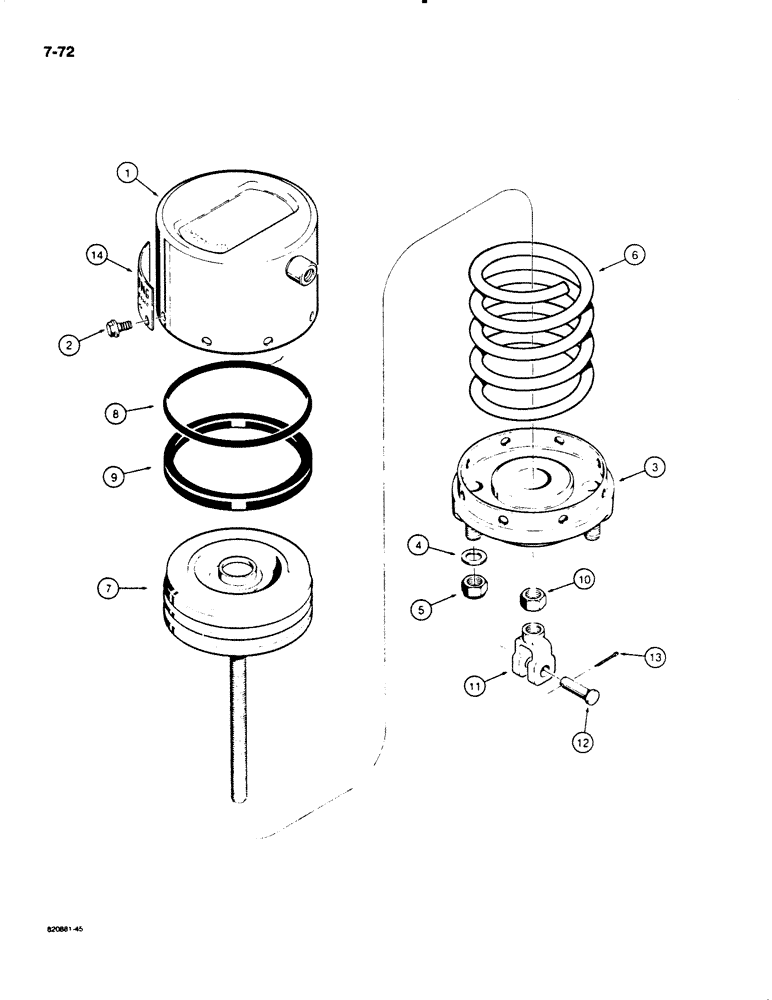 Схема запчастей Case W18B - (7-72) - L61187 PARKING BRAKE ACTUATOR (07) - BRAKES