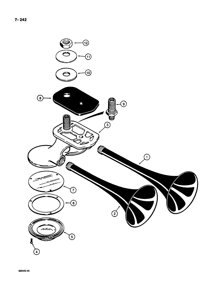 Схема запчастей Case W36 - (7-242) - AIR HORN - L76560 (07) - BRAKES