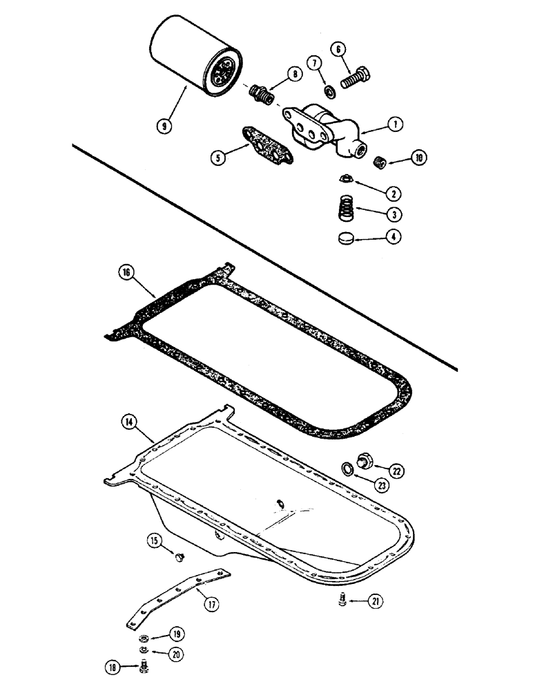 Схема запчастей Case W7E - (046) - OIL FILTER, (301B) SPARK IGNITION ENGINE, OIL PAN (02) - ENGINE