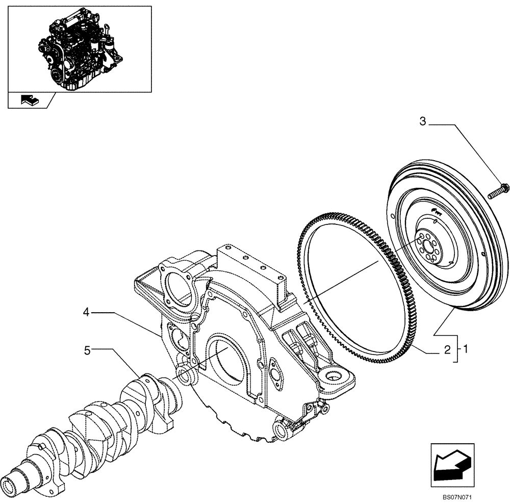 Схема запчастей Case 430 - (02-25) - ENGINE - FLYWHEEL (87530652) (02) - ENGINE