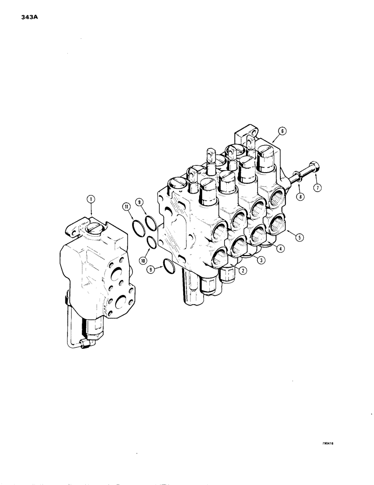 Схема запчастей Case 1150B - (343A) - R26130 FOUR SPOOL VALVE, LOADER WITH RIPPER AND 4-IN-1 BUCKET OR FELLER BUNCHER (07) - HYDRAULIC SYSTEM