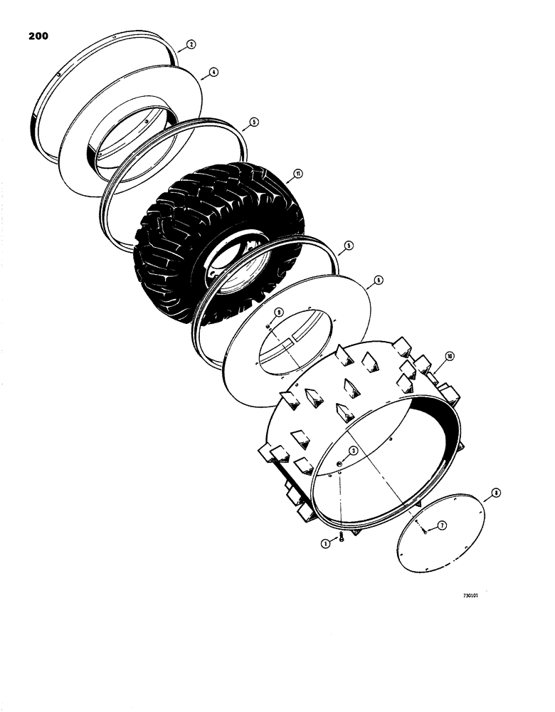 Схема запчастей Case W26B - (200) - L50388 COMPACTOR WHEEL (06) - POWER TRAIN