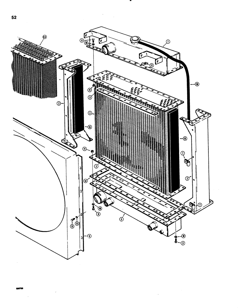 Схема запчастей Case 1150C - (052) - GENERAL THERMODYNAMICS RADIATORS, WITH COOLER TANK ON THE BOTTOM (02) - ENGINE