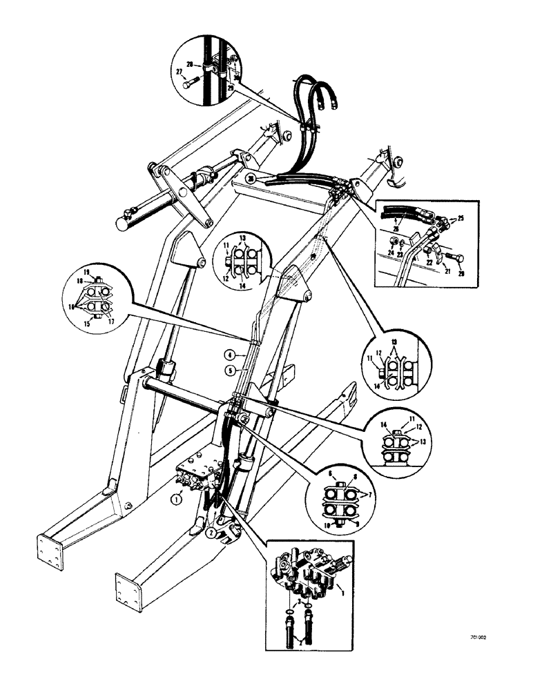 Схема запчастей Case 33 - (044) - OPTIONAL LOADER HYDRAULICS 