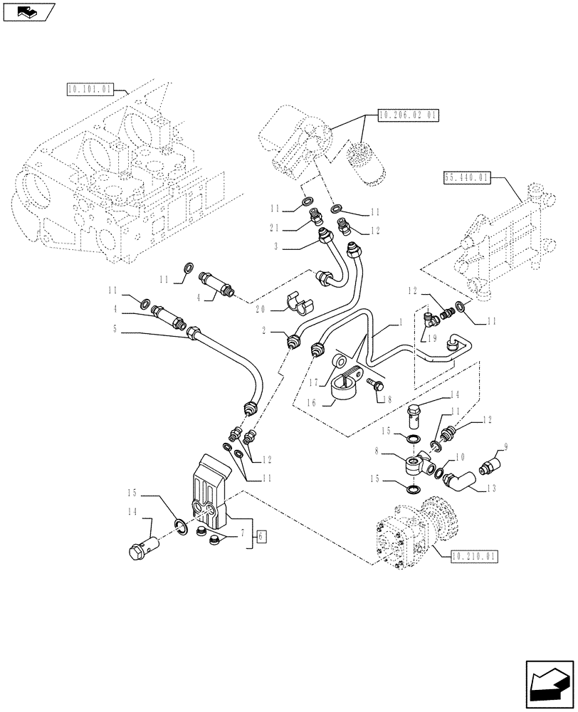 Схема запчастей Case F3AE0684K E910 - (10.218.01 01) - FUEL LINES & RELATED PARTS - MY11 8120 (10) - ENGINE