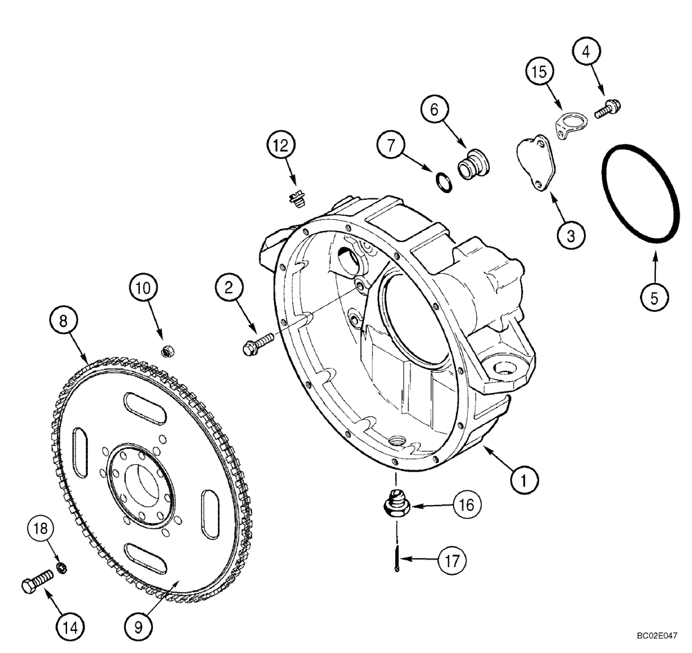 Схема запчастей Case 750K - (02-19) - FLYWHEEL AND HOUSING - 6T-590 EMISSIONS CERTIFIED ENGINE (02) - ENGINE