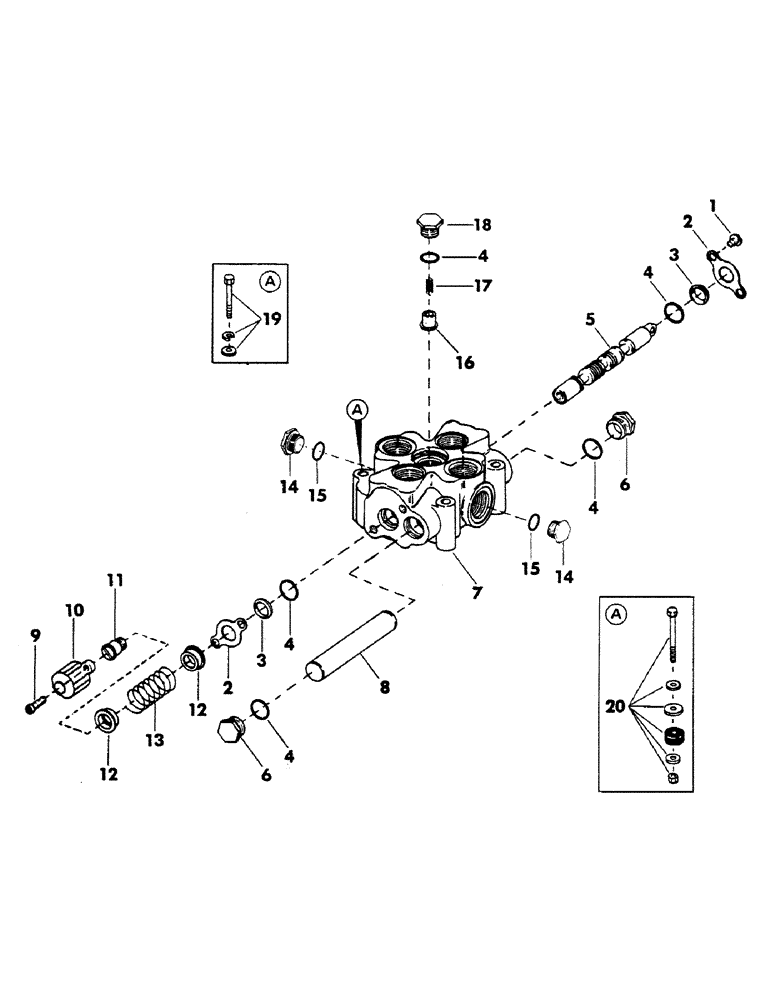 Схема запчастей Case 40YC - (147) - 1-SPOOL MAIN CONTROL VALVE, (USED WITH LEVELER CIRCUIT) (07) - HYDRAULIC SYSTEM