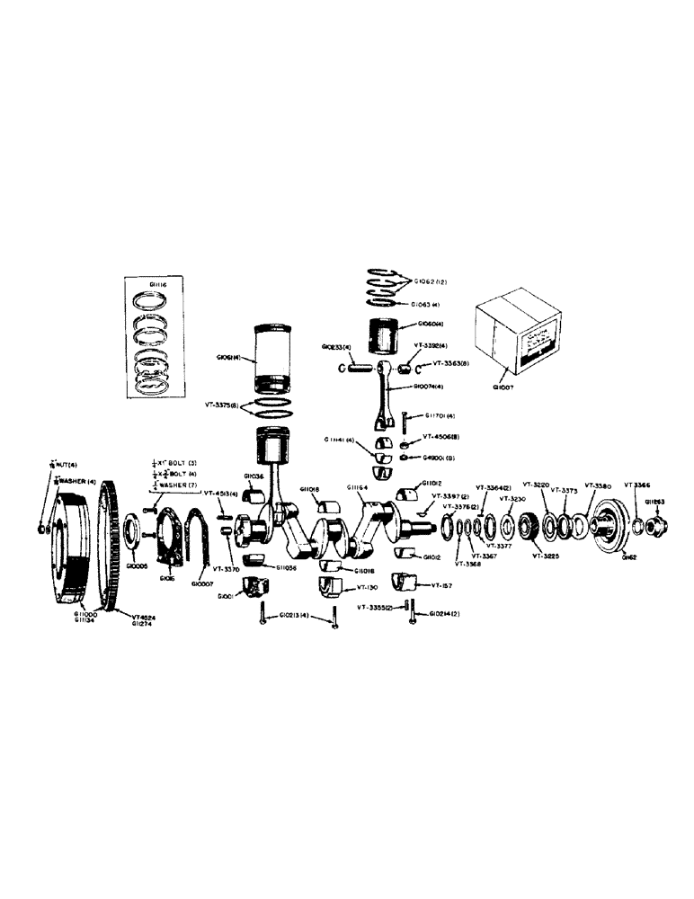 Схема запчастей Case 320 - (010) - CRANKSHAFT, PISTONS AND CONNECTING RODS (02) - ENGINE