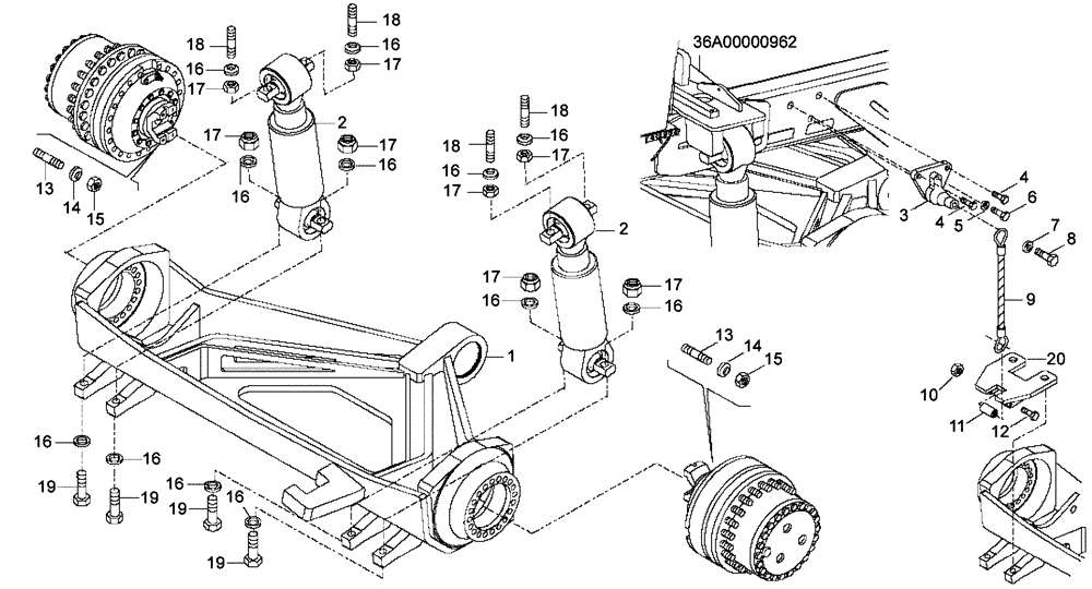 Схема запчастей Case 327B - (38A00000659[001]) - SUSPENSION INSTALL, FRONT (87535990) (09) - Implement / Hydraulics / Frame / Brakes