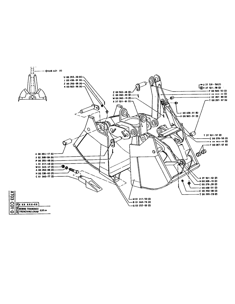 Схема запчастей Case 160CL - (348) - TRENCHING GRAB (18) - ATTACHMENT ACCESSORIES