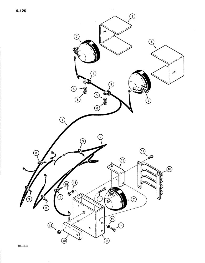 Схема запчастей Case 1080B - (4-126) - ELECTRICAL CIRCUIT FOR WORK LAMPS (04) - ELECTRICAL SYSTEMS