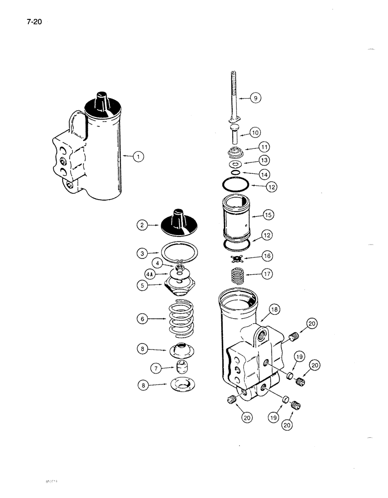 Схема запчастей Case 1085B - (7-020) - D72831 AIR COMPRESSOR GOVERNOR (07) - BRAKES