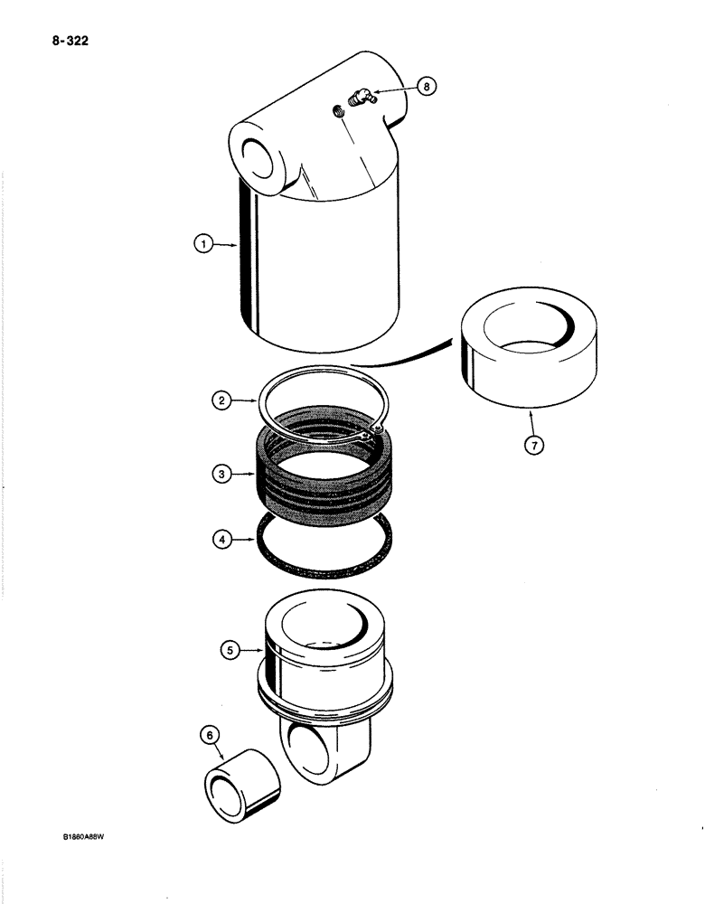 Схема запчастей Case 1187B - (8-322) - LEVELER CYLINDER (08) - HYDRAULICS