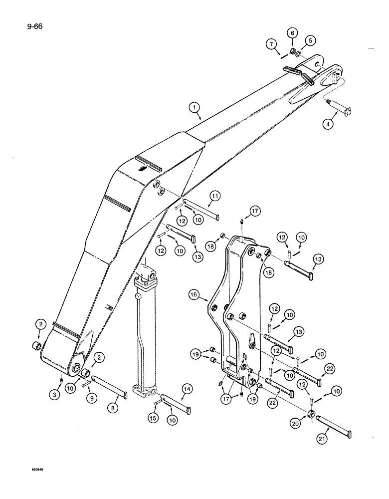 Схема запчастей Case 1086B - (9-066) - Y BOOM AND ARM (09) - CHASSIS