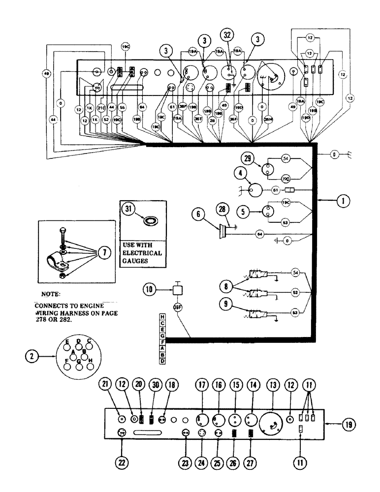 Схема запчастей Case 40 - (272) - INSTRUMENT PANEL AND TURNTABLE WIRING HARNESS, (USED ON UNITS WITH PIN 6270855 AND AFTER) (55) - ELECTRICAL SYSTEMS