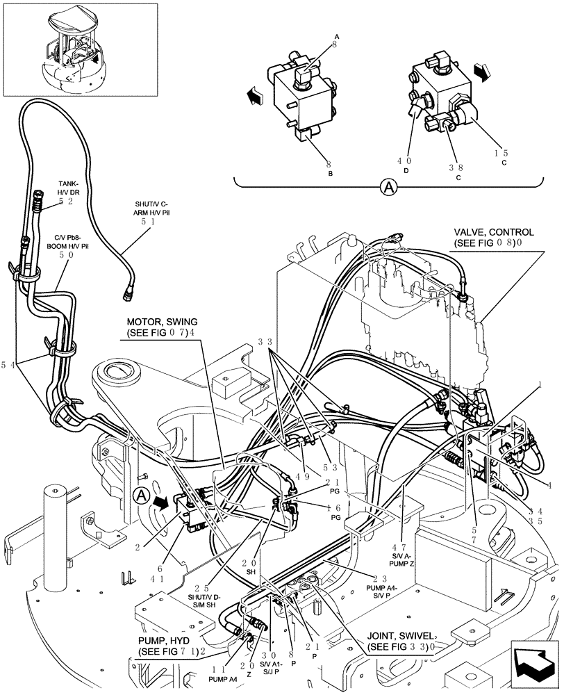 Схема запчастей Case CX31B - (725-18[1]) - CONTROL LINES, VALVE (BOOM & ARM SAFETY) (35) - HYDRAULIC SYSTEMS