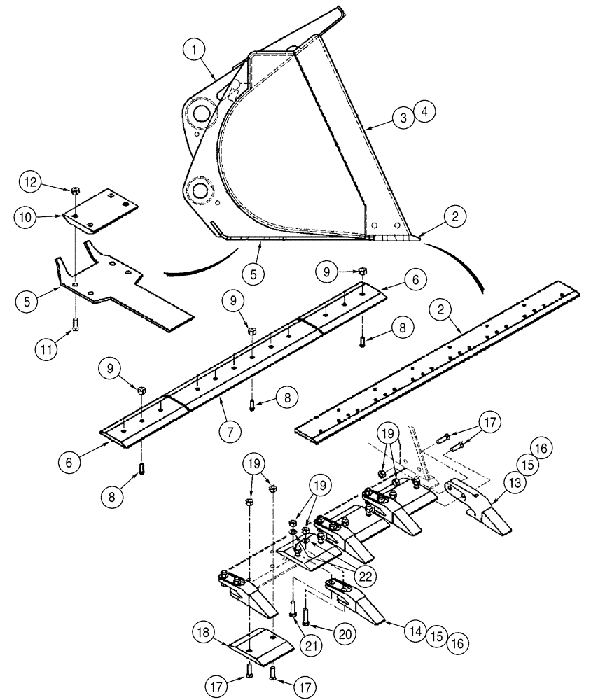 Схема запчастей Case 521D - (09-09A) - BUCKET - LOADER (09) - CHASSIS