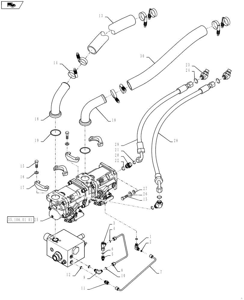 Схема запчастей Case 821F - (41.200.08[02]) - PRIORITY PUMP INSTALLATION 821F (41) - STEERING