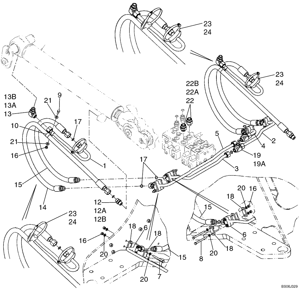 Схема запчастей Case 521D - (08-04A) - HYDRAULICS - LOADER LIFT (Z BAR LOADER) - IF USED (08) - HYDRAULICS