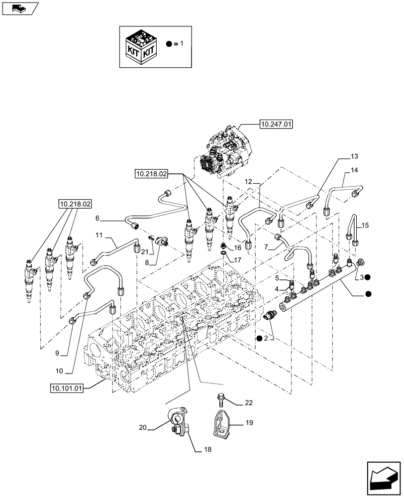 Схема запчастей Case F2CFE614A A013 - (10.218.03) - FUEL LINES & RELATED PARTS (504305623) (01) - ENGINE