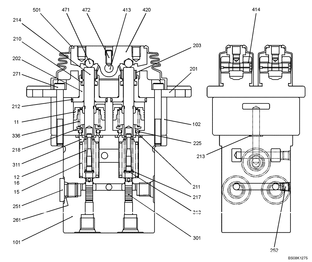 Схема запчастей Case CX27B BTW - (07-038) - VAVE ASSY, PILOT (PROPELLING) (PM30V00019F6, PM30V00019F7) (35) - HYDRAULIC SYSTEMS