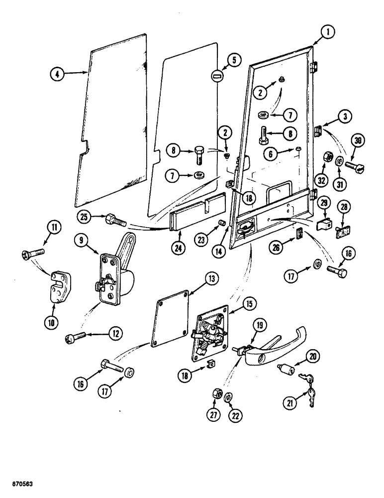 Схема запчастей Case 688 - (9-068) - CAB DOOR, P.I.N. FROM 74123 TO 74485, 11501 TO XXXXX (09) - CHASSIS