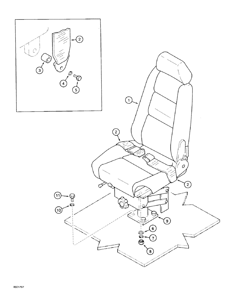 Схема запчастей Case 9030 - (9-34) - SEAT, SEAT BELTS AND MOUNTING (09) - CHASSIS