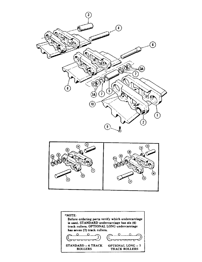 Схема запчастей Case 880B - (144) - TRACK SHOES AND LINKS, (30" WIDE TRACK ASSEMBLY), * (USED ON UNITS WITH STARNDARD UNDERCARRIAGE) (04) - UNDERCARRIAGE