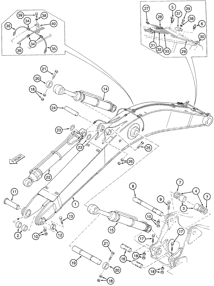 Схема запчастей Case 9050 - (9-52) - BOOM, MOUNTING PINS AND RELATED PARTS (09) - CHASSIS