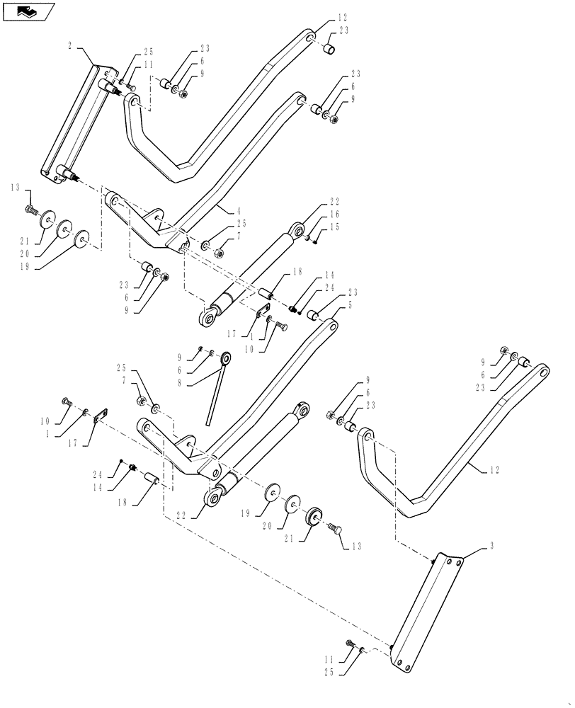 Схема запчастей Case DV207 - (90.100.02) - HOOD PIVOT ARM/LIFTING DEVICE (90) - PLATFORM, CAB, BODYWORK AND DECALS