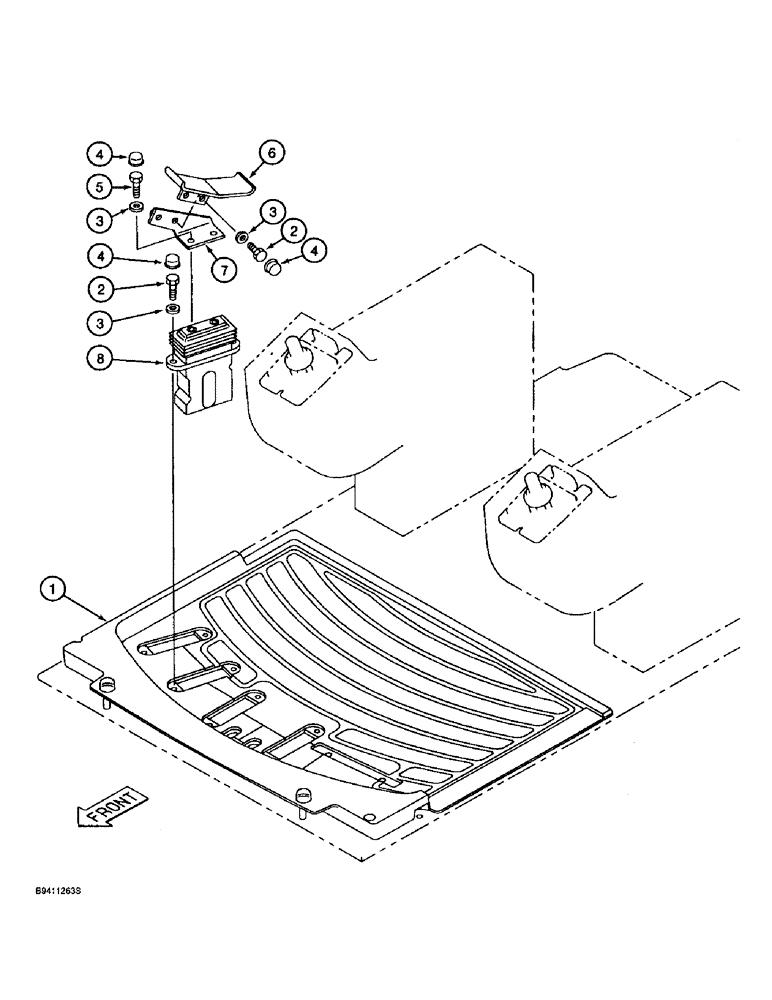 Схема запчастей Case 9060B - (6-18) - AUXILIARY HYDRAULIC CONTROL, PEDAL AND FLOORMAT (06) - POWER TRAIN