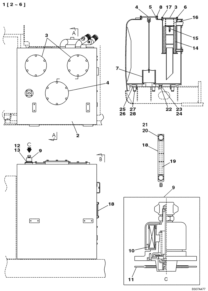 Схема запчастей Case CX800 - (08-01) - HYDRAULIC RESERVOIR (08) - HYDRAULICS