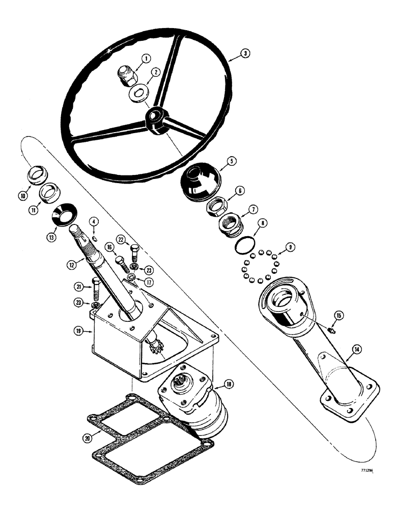 Схема запчастей Case 380CK - (076) - STEERING WHEEL AND COLUMN 