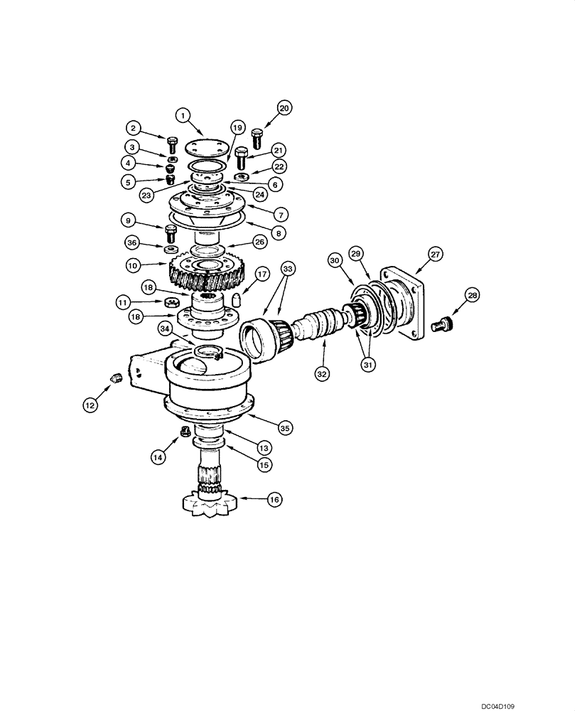 Схема запчастей Case 885 - (08.21[00]) - CIRCLE HYDRAULIC CIRCUIT - TURN-CIRCLE REDUCER (08) - HYDRAULICS