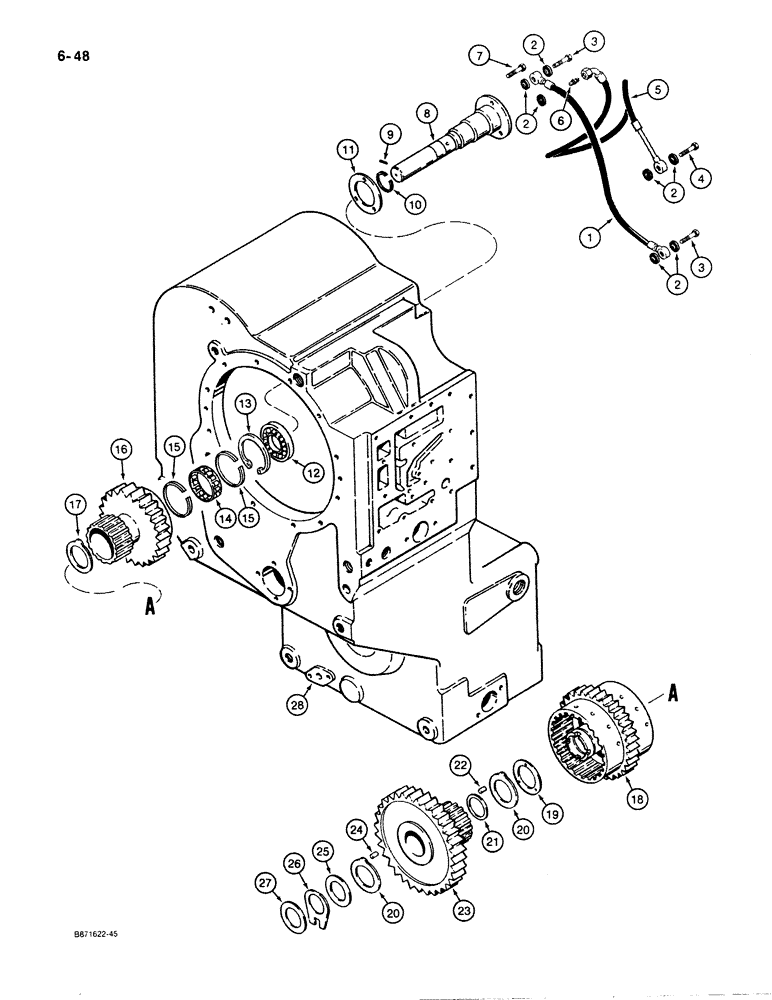 Схема запчастей Case W30 - (6-48) - ZF TRANSMISSION, FORWARD AND LOW CLUTCHES (06) - POWER TRAIN