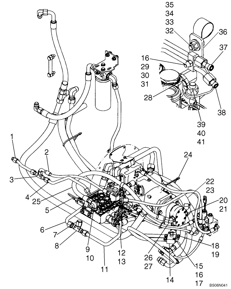 Схема запчастей Case 430 - (06-06B) - HYDROSTATICS - MANIFOLD/CONTROL VALVE (430 WITH PILOT CONTROL) (06) - POWER TRAIN