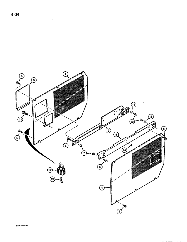 Схема запчастей Case 550 - (9-26) - SIDE SHIELDS (09) - CHASSIS/ATTACHMENTS