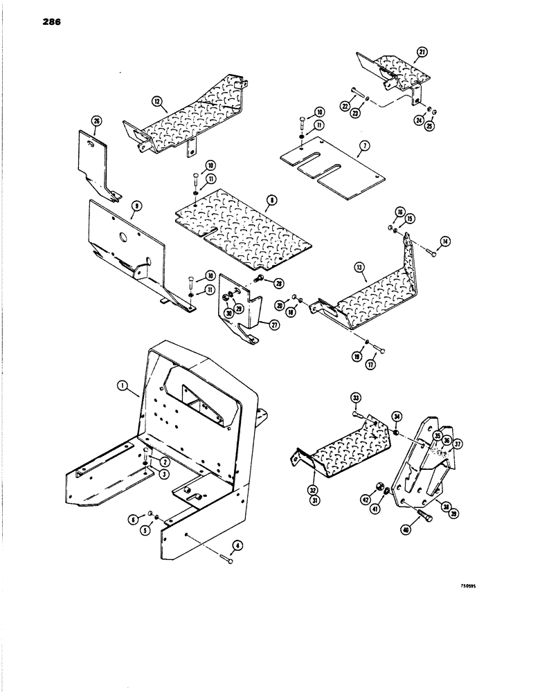 Схема запчастей Case 450 - (286) - COWL, FLOOR PLATES AND RELATED PARTS (05) - UPPERSTRUCTURE CHASSIS