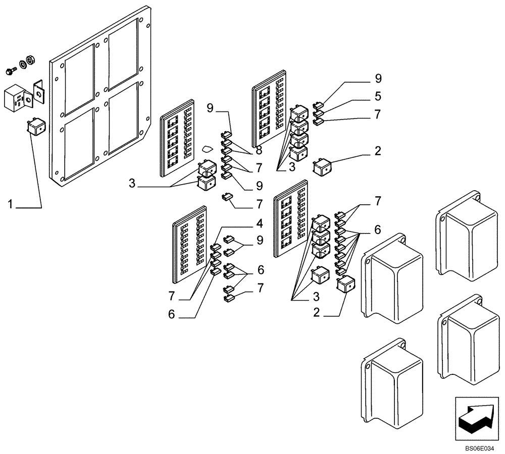 Схема запчастей Case 721E - (04-07B) - PANEL, CONTROL - RELAY (04) - ELECTRICAL SYSTEMS