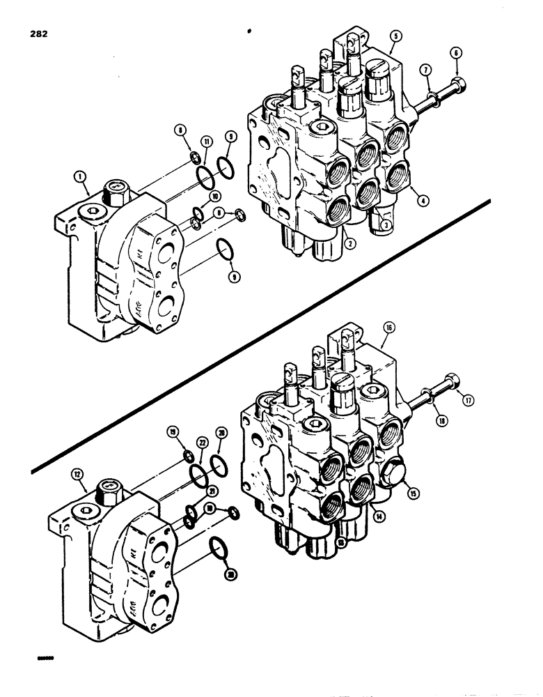 Схема запчастей Case 850B - (282) - R40894 THREE SPOOL CONTROL VALVE, TILT DOZER WITH RIPPER (07) - HYDRAULIC SYSTEM