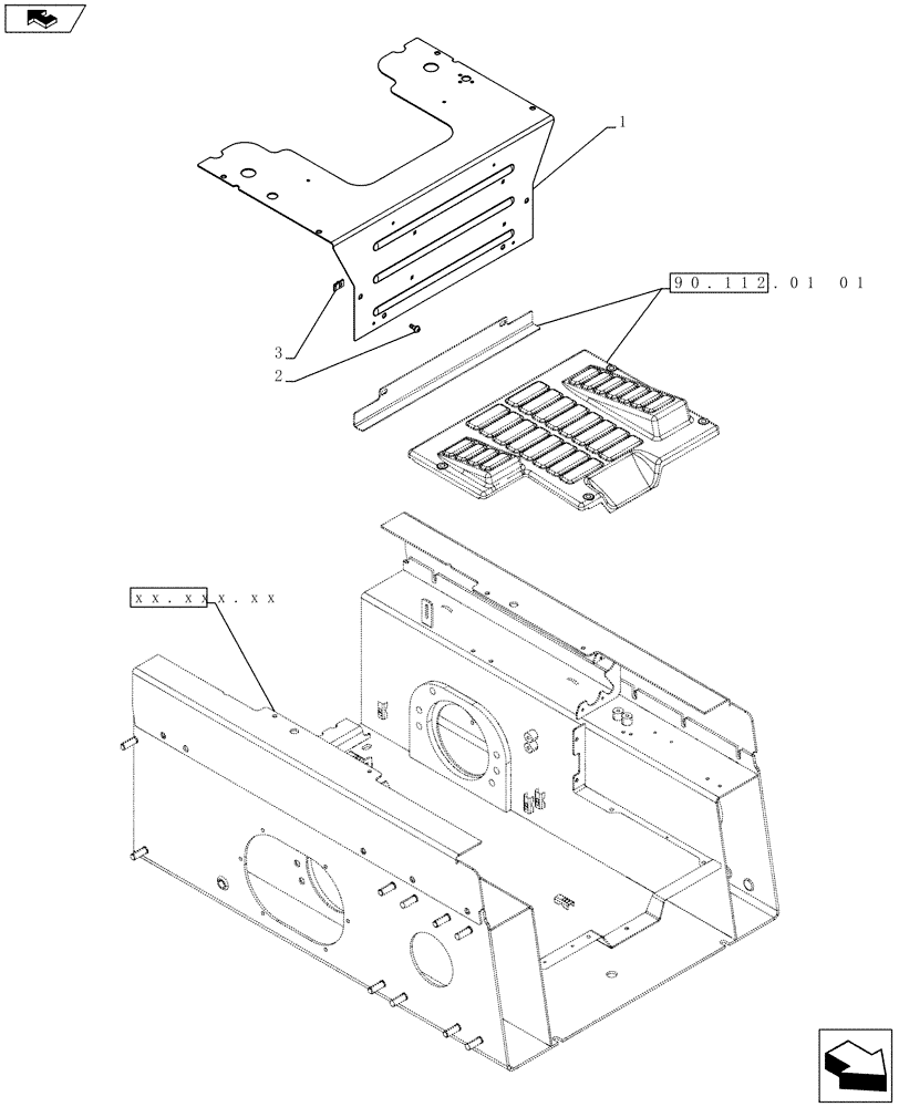 Схема запчастей Case TR320 - (90.160.AS[01]) - HANDLE MOUNTING EH (SR175-TV380) (90) - PLATFORM, CAB, BODYWORK AND DECALS