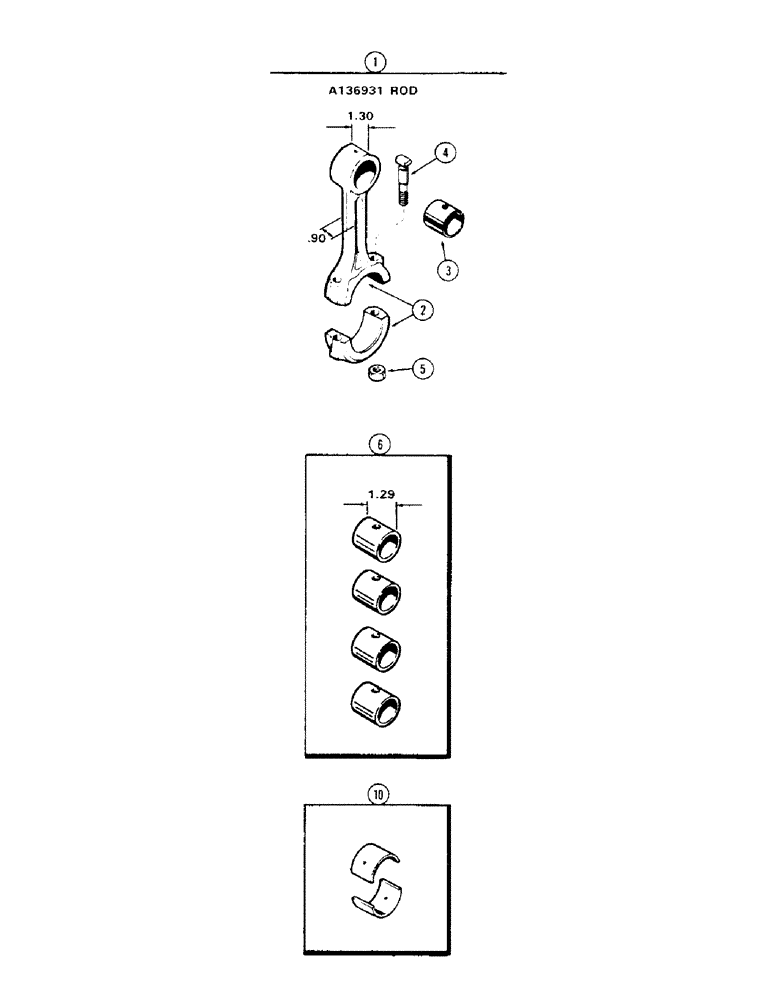 Схема запчастей Case 350 - (034) - CONNECTING RODS, 188 DIESEL ENGINE, USED ENGINE SERIAL NO. 2767997 AND AFTER (01) - ENGINE