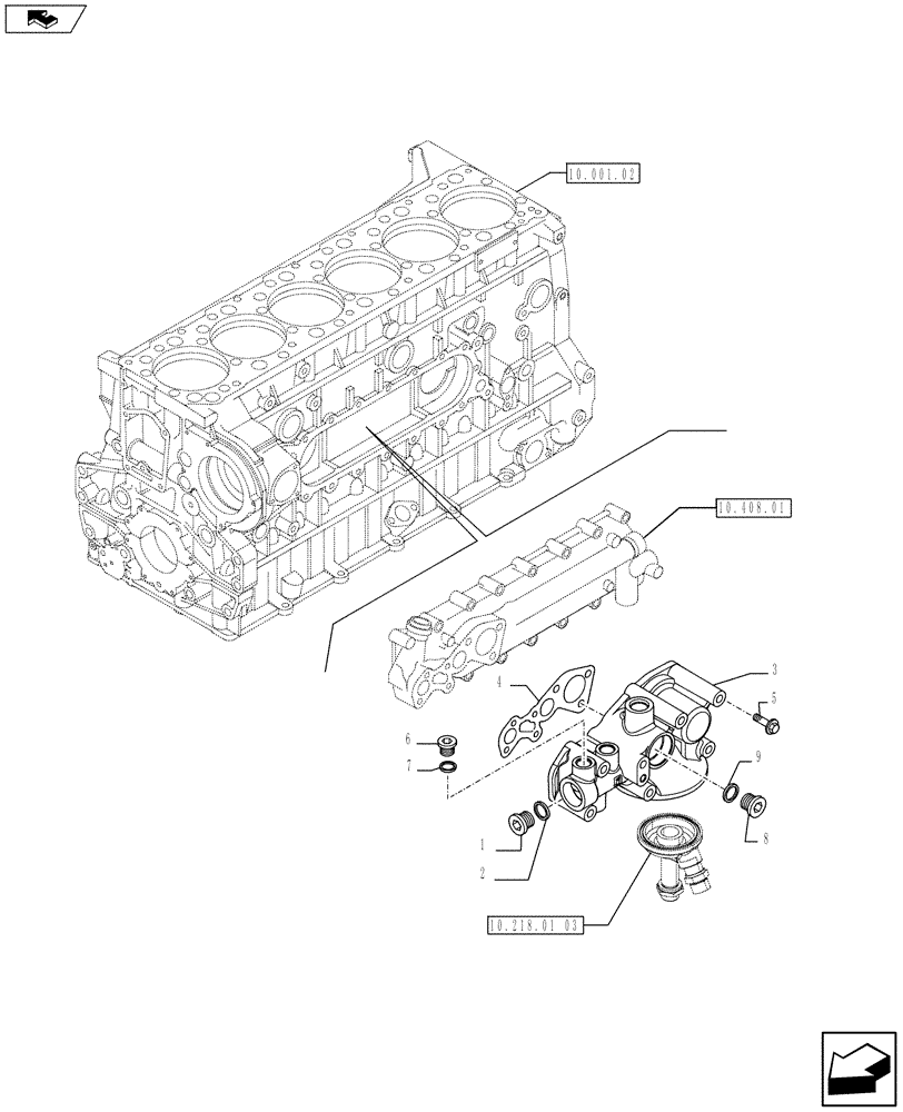 Схема запчастей Case F3AE0684K E910 - (10.206.02 01) - FILTER ENGINE OIL - SUPPORT - MY11 8120 (10) - ENGINE