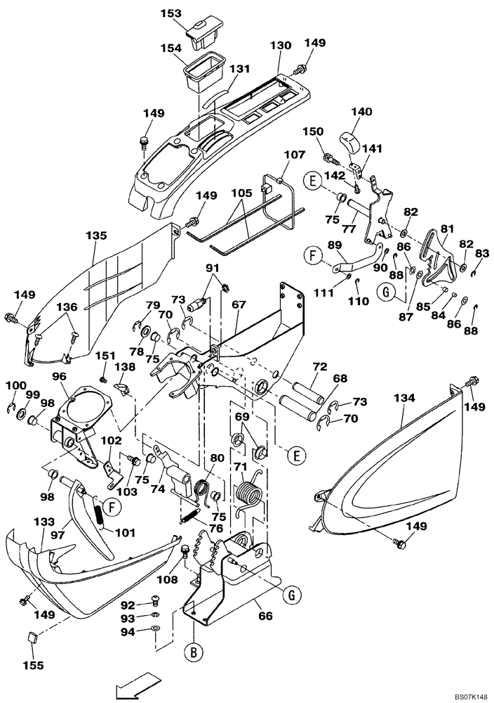 Схема запчастей Case CX350B - (09-25) - OPERATORS COMPARTMENT - AIR SEAT - HAND CONTROL ARM, LEFT (09) - CHASSIS